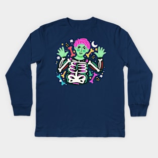 Illustration Zombie With Skeleton Kids Long Sleeve T-Shirt